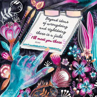 Creativity Inspirational Quote Rumi Creative Brushes Flowers Watercolor