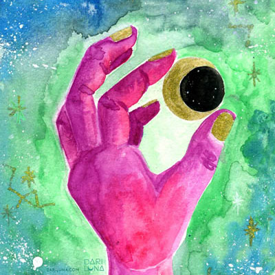 Moon Hand Luna Pink Spirit Illustration Artist Universe Galaxy