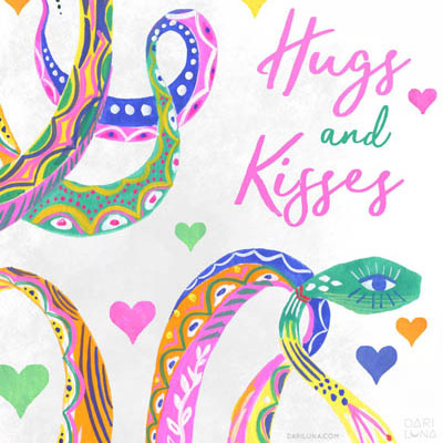 Snake Bright Desert Hearts Kisses Hugs Valentines